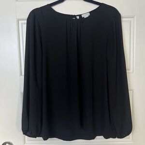 J. Crew Long Sleeve Sheer Black Blouse Size 6